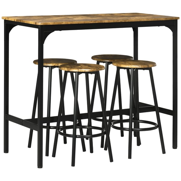 Barset - Barbord och barstolar - 5-delat set - Metallram - För kommersiellt bruk - Rustik brun