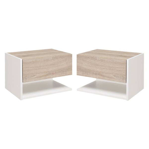 Svävande sängbord 2-pack - Väggmonterade nattduksbord - 1 låda - Öppen hylla - Modern marockansk stil