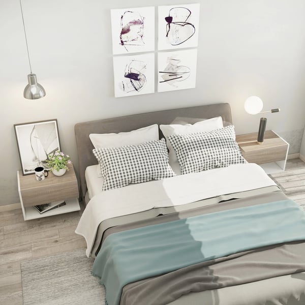 Svävande sängbord 2-pack - Väggmonterade nattduksbord - 1 låda - Öppen hylla - Modern marockansk stil