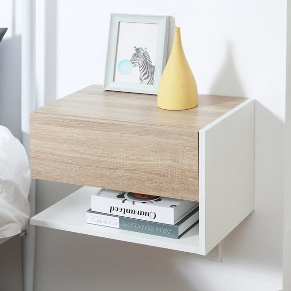 Svävande sängbord 2-pack - Väggmonterade nattduksbord - 1 låda - Öppen hylla - Modern marockansk stil