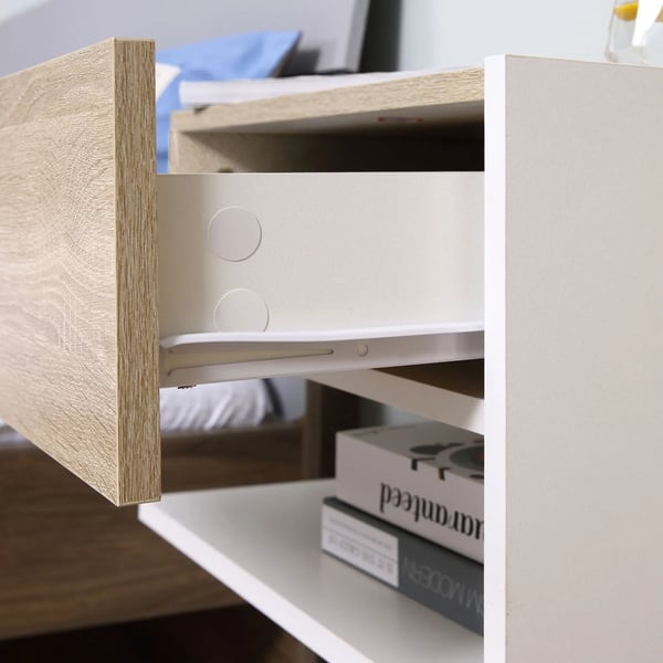Svävande sängbord 2-pack - Väggmonterade nattduksbord - 1 låda - Öppen hylla - Modern marockansk stil