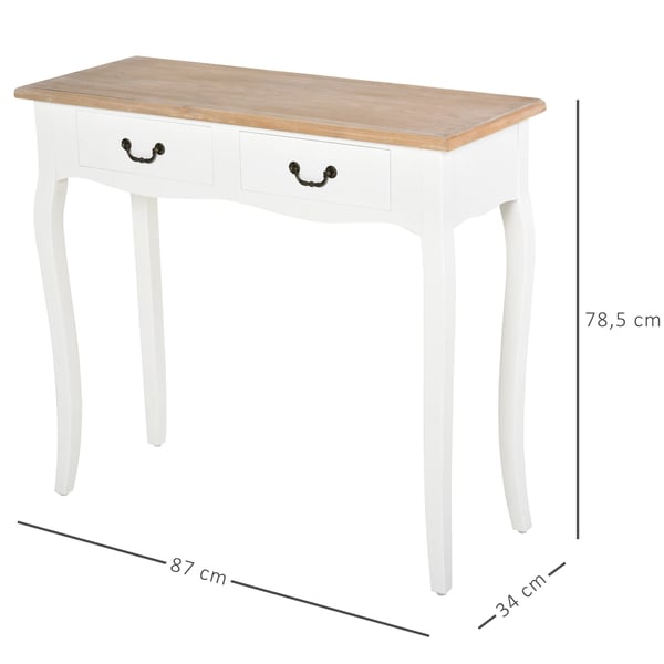 Konsolbord - Sidobord - 2 Lådor - Retro Furudesign - 87x34x78,5 cm