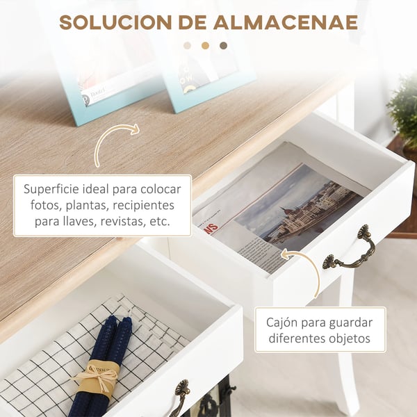 Konsolbord - Sidobord - 2 Lådor - Retro Furudesign - 87x34x78,5 cm