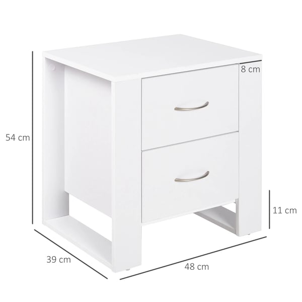 Sängbord - Nattduksbord - 2 Lådor - Med Ben - Modern marockansk stil - 48x39x54 cm - Vit