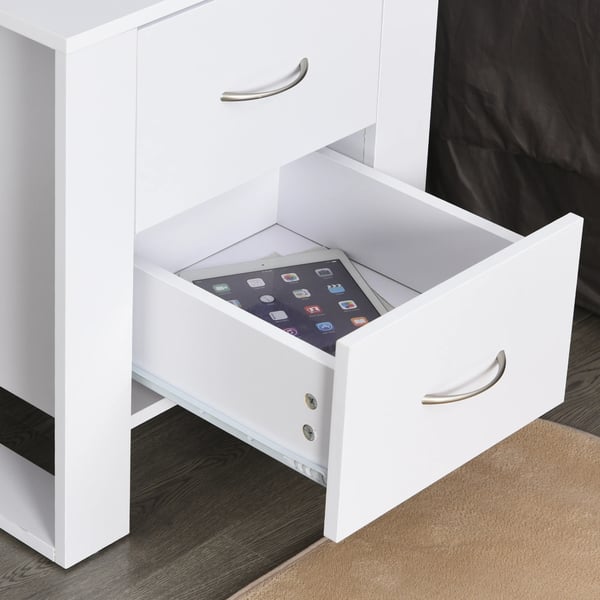 Sängbord - Nattduksbord - 2 Lådor - Med Ben - Modern marockansk stil - 48x39x54 cm - Vit