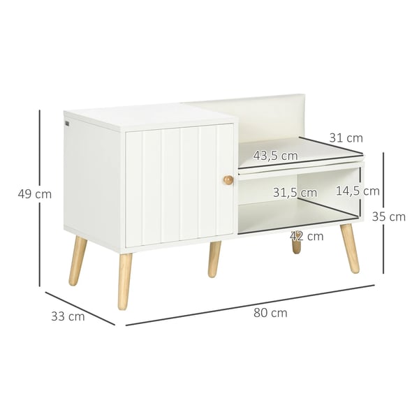 Skobänk - Hallbänk - Öppen Hylla - För 4 Par Skor - 80×33×49 cm - Montering Krävs