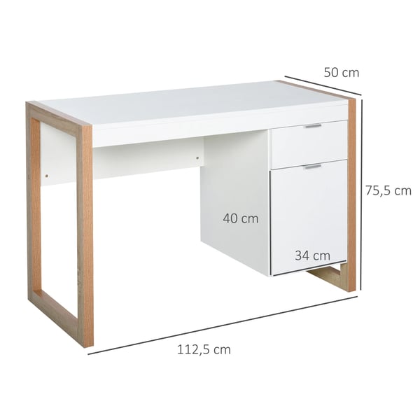 Skrivbord - Datorbord - Med Låda - Modern Design - 112,5 × 50 × 75,5 cm - Vit