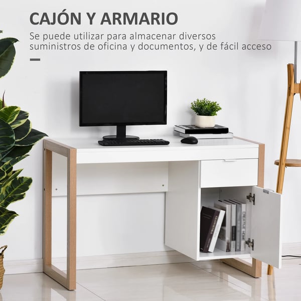 Skrivbord - Datorbord - Med Låda - Modern Design - 112,5 × 50 × 75,5 cm - Vit