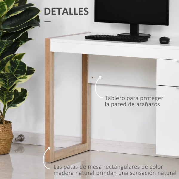 Skrivbord - Datorbord - Med Låda - Modern Design - 112,5 × 50 × 75,5 cm - Vit