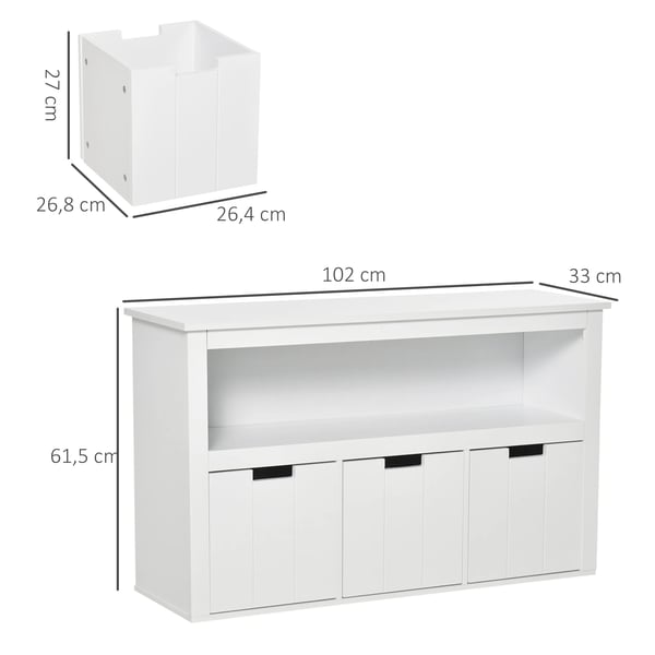 Sideboard Skänk - Vardagsrumsskåp - 3 Lådor - Öppna Hyllor - 102×33×61,5 cm - Montering Krävs