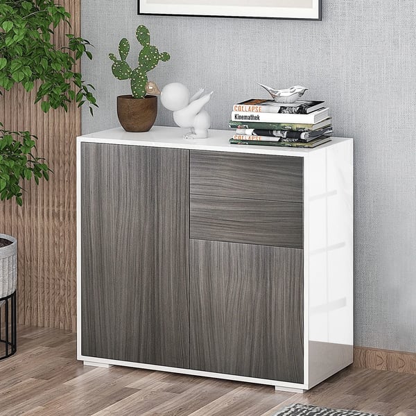 Kökskänk Sideboard - Förvaringsskåp - 2 Dörrar - 2 Lådor - Justerbar Hylla - 79×36×74 cm