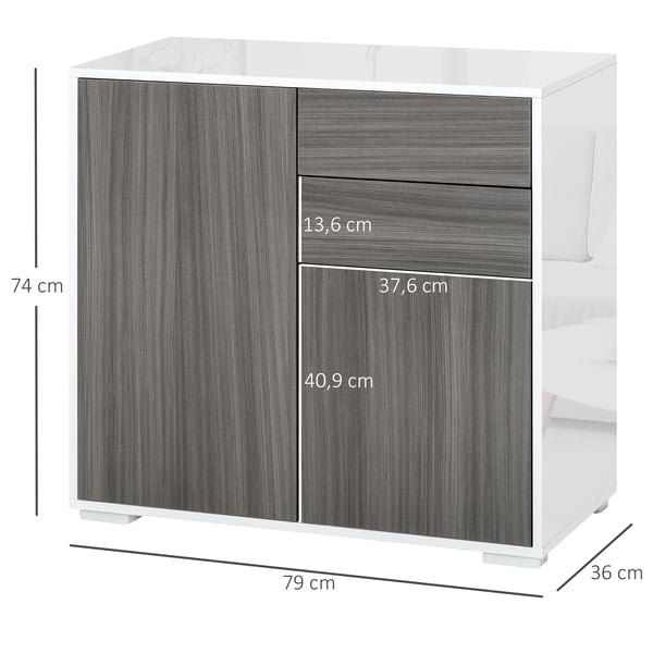 Kökskänk Sideboard - Förvaringsskåp - 2 Dörrar - 2 Lådor - Justerbar Hylla - 79×36×74 cm