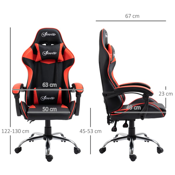 Ergonomisk kontorsstol - Skrivbordsstol - Justerbar höjd - 63×67×122–130 cm - Montering krävs - För kommersiellt bruk - Röd