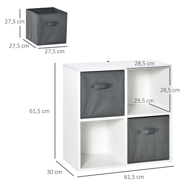 Hyllsystem - Förvaringshylla/Bokhylla - 61,5x30x61,5 cm - Spånskiva & Nonwoven-tyg - Vit