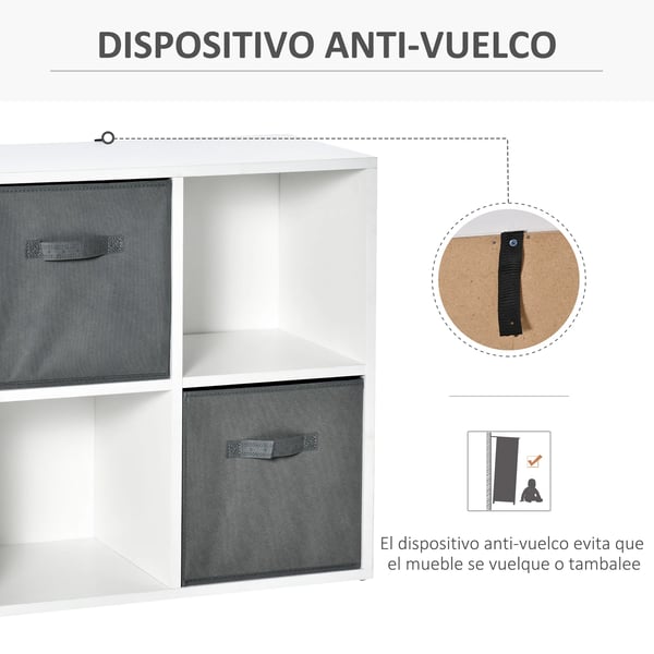 Hyllsystem - Förvaringshylla/Bokhylla - 61,5x30x61,5 cm - Spånskiva & Nonwoven-tyg - Vit