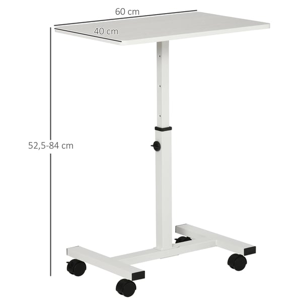 Sidobord på hjul - Soffbord/Sängbord - Höjdjusterbart - Bordsskiva 60×40 cm - Höjd 52,5–84 cm - För soffa och säng