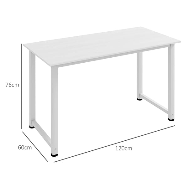 Skrivbord - Kontorsbord - Modern design - Stålram - 120x60x76 cm - Montering krävs - Vit