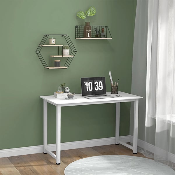 Skrivbord - Kontorsbord - Modern design - Stålram - 120x60x76 cm - Montering krävs - Vit