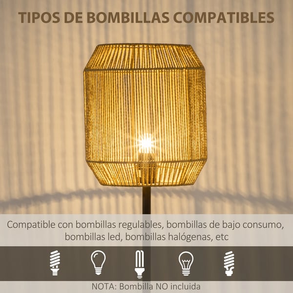 Golvlampa - E27-sockel - Max 40 W - Skärm i pappersrep - Mått Ø 26 cm x 164 cm - AC