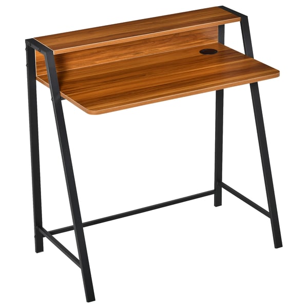 Datorbord - Kontorsskrivbord - 84x45x85 cm - Bordsskiva i valnöt - Montering krävs - Brun