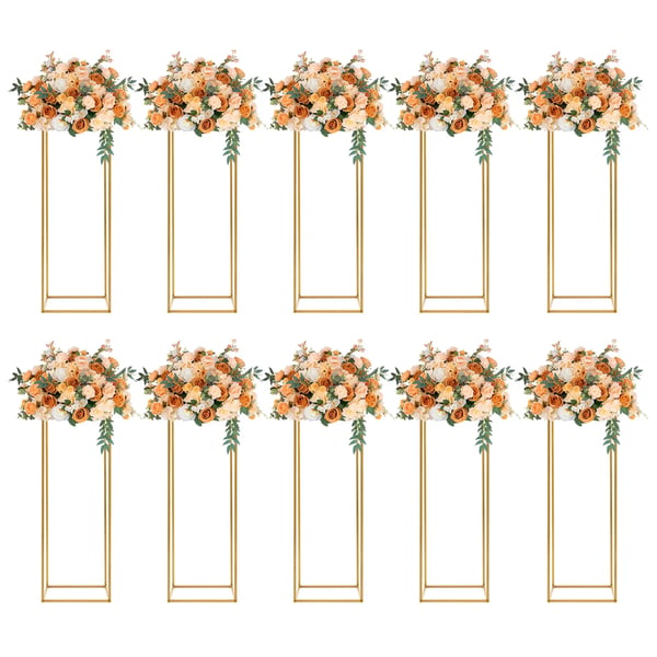 Blomsterstander - Kolonnestativ til bryllup - 80 cm - Jern - Gulvstående - 10-pak - Guld