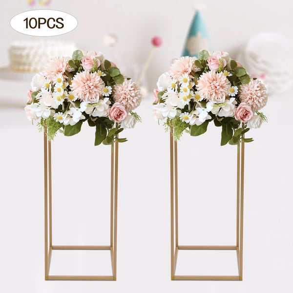 Blomsterstander - Kolonnestativ til bryllup - 80 cm - Jern - Gulvstående - 10-pak - Guld