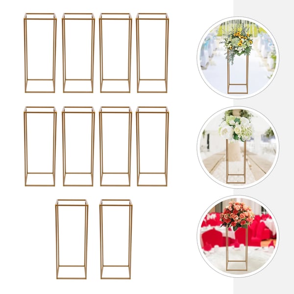 Blomsterstander - Kolonnestativ til bryllup - 80 cm - Jern - Gulvstående - 10-pak - Guld