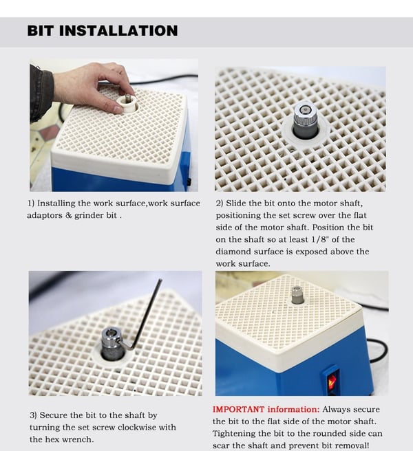 Glas-slibemaskine til kunstglas - MD902-EU - Mini, Bærbar, 220 V, 4200 o/min, 3 kg, med slibeskiver - Brun
