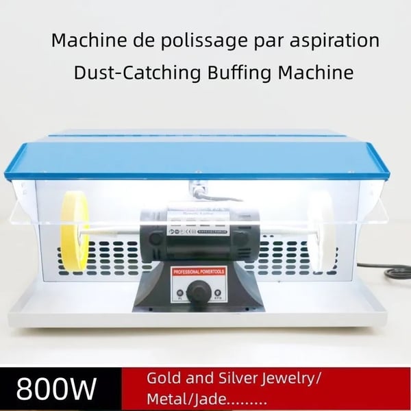 Smyckespolermaskin - TM-2 bänkslip/polerare - Dammuppsamlare - 220 V EU-kontakt - 800–999 W - 10000 rpm - 11 kg - Brun