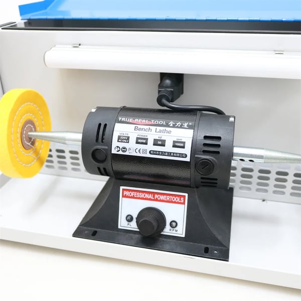 Smyckespolermaskin - TM-2 bänkslip/polerare - Dammuppsamlare - 220 V EU-kontakt - 800–999 W - 10000 rpm - 11 kg - Brun