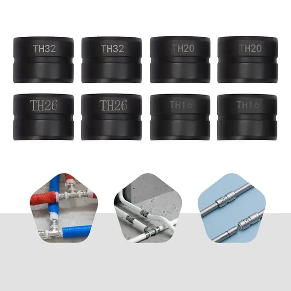 Pressbakker - Sæt til rørpresstang - TH 16/20/26/32 mm - 4-dele - CR45 Stål - Sort