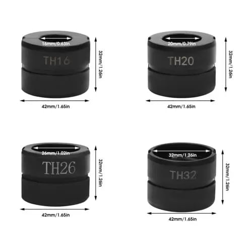Pressbakker - Sæt til rørpresstang - TH 16/20/26/32 mm - 4-dele - CR45 Stål - Sort