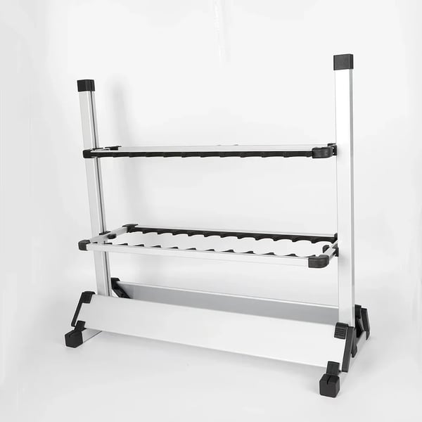 Fiskestangsholder - Vertikalt stativ - Til 24 stænger - Gulvmodel - Aluminiumslegering - Ikke-foldbar - Hvid