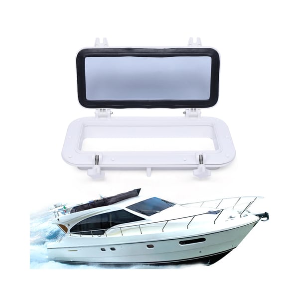 Marine koøjevindue, rektangulært 40×20 cm, hvid, til båd/yacht