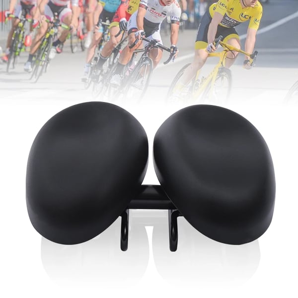 Cykelsadel - Noseløs racercykelsadel - Justerbar bredde 21,9–24,6 cm - Stødabsorberende - Ventileret huldesign - Ergonomisk trykaflastning - Sort