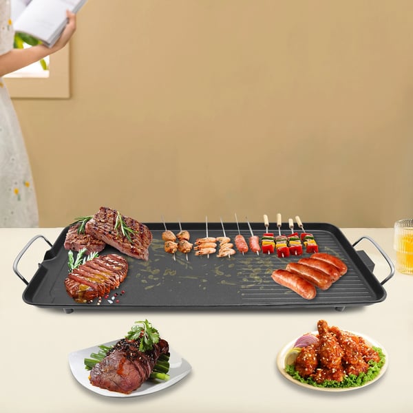 Sähkögrilli ulkokäyttöön, BBQ-grilli, retkeilyyn ja takapihalle, musta
