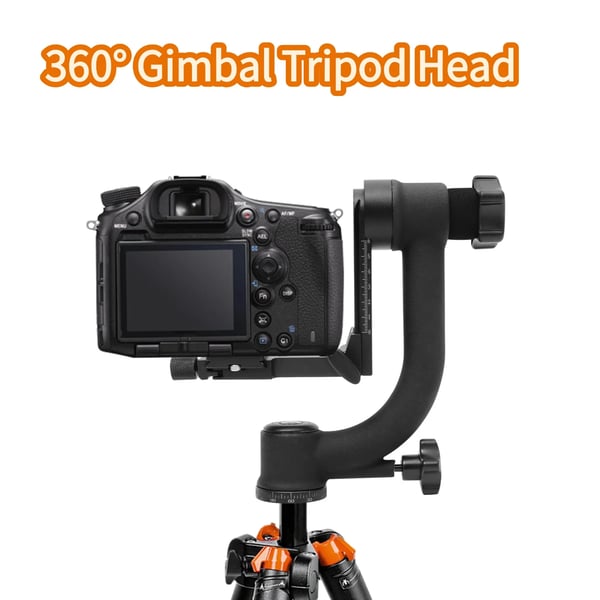 Gimbal-jalustapää - 360° Panoraamapää - Kantavuus jopa 20 kg - Sulava pyöritys - DSLR-teleobjektiiveille - Luonto- ja urheilukuvaus