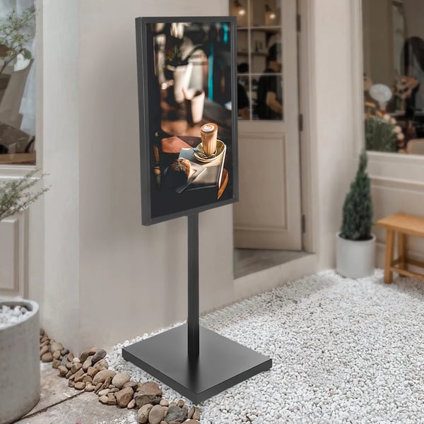 Skiltestander - Plakatstander Gulvmodel - Højde 160 cm - Rektangulær Ramme 90 x 65 cm - Metal - Sort