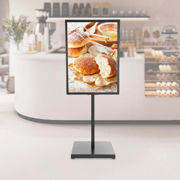Skiltestander - Plakatstander Gulvmodel - Højde 160 cm - Rektangulær Ramme 90 x 65 cm - Metal - Sort