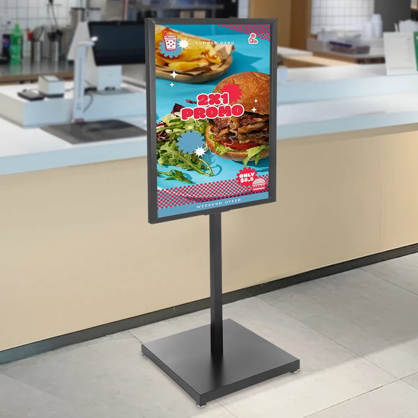 Skiltestander - Plakatstander Gulvmodel - Højde 160 cm - Rektangulær Ramme 90 x 65 cm - Metal - Sort