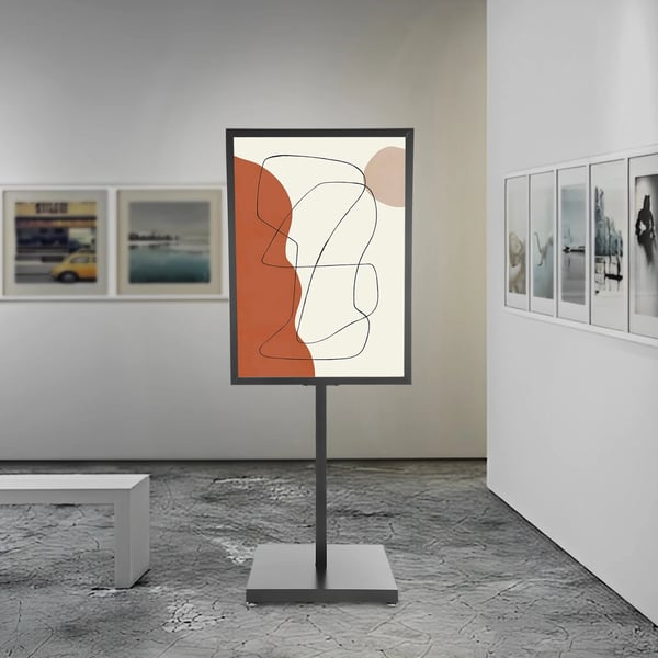 Skiltestander - Plakatstander Gulvmodel - Højde 160 cm - Rektangulær Ramme 90 x 65 cm - Metal - Sort