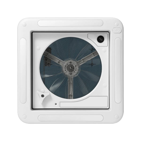 Tagventil til campingvogn, 12V udsugningsventilator, 28x28 cm, LED-lys 30W, hvid