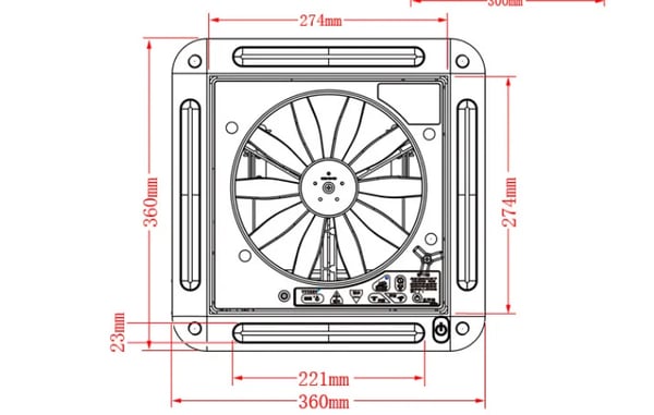 Tagventil til campingvogn, 12V udsugningsventilator, 28x28 cm, LED-lys 30W, hvid