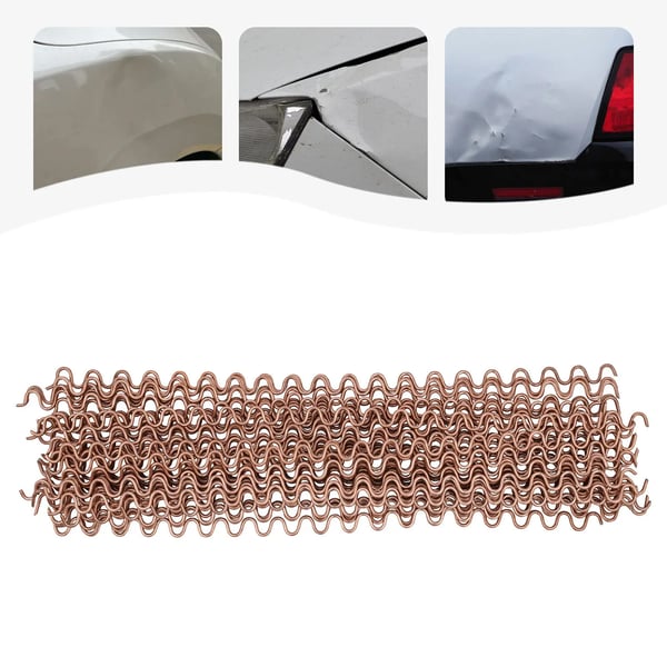 Bilkarrosseri Spotter Dent Puller - Wiggle Wires - Bølgeform - 33 cm - Ø 2 mm - Kobberbelagt jern - 50 stk - Til punktsvejsning - Rosaguld