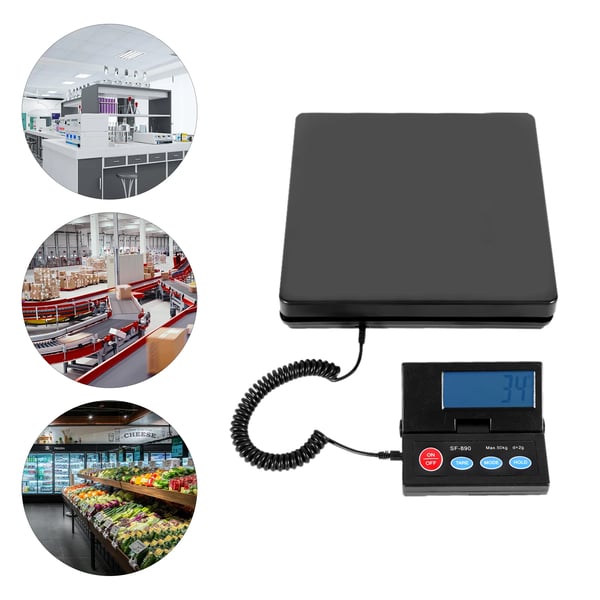 50 kg elektronisk digitalvægt, bordvægt, 1 g/2 g (0,1 oz), til værksted & apotek, sort
