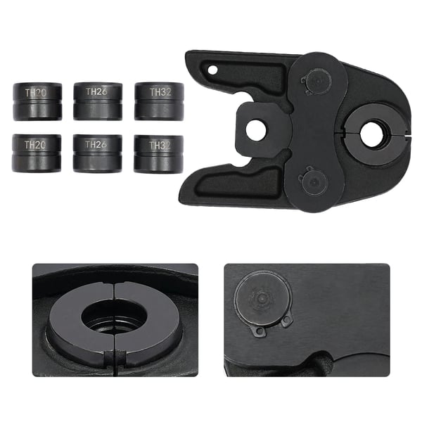 Presskæber TH16-20-26-32 - Til hydraulisk presstang - Til PEX/rustfrit stålrør - TH-profil 16/20/26/32 mm - Højkulstofstål - Sort