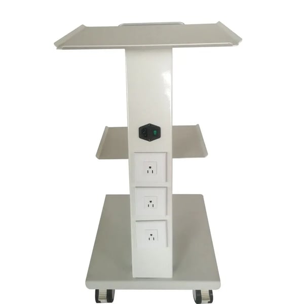Dental instrumentvagn, medicinskt sidostativ, 3 hyllplan, vit