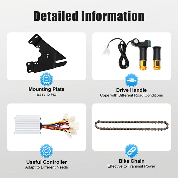 Elcykel ombygningssæt - Mountainbike - 24V 250W - Børstet motor - Drejegas - Sort