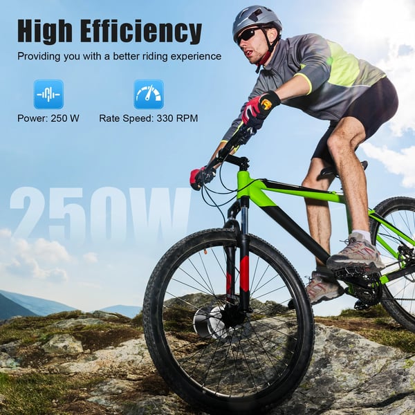 Elcykel ombygningssæt - Mountainbike - 24V 250W - Børstet motor - Drejegas - Sort