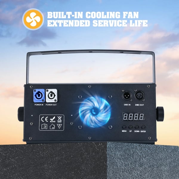 LED COB PAR-lys - 200W 2‑LED Scenelys - Bi-Color Kold/Varm Hvid - DMX512 8 Kanaler - Lydaktiveret Master/Slave Auto - DJ/Scene - Lysegrå